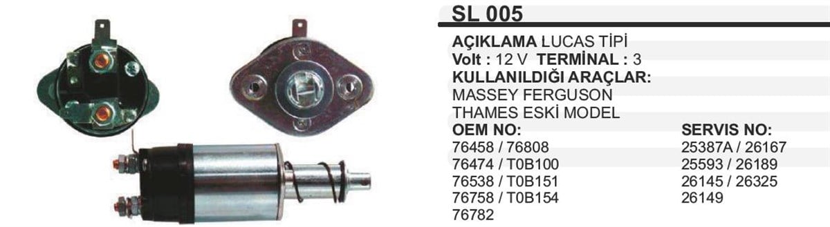 Marş Otomatiği 12v Thames-mf Eski Model Ef3700 Sl005 | Remark Sl005