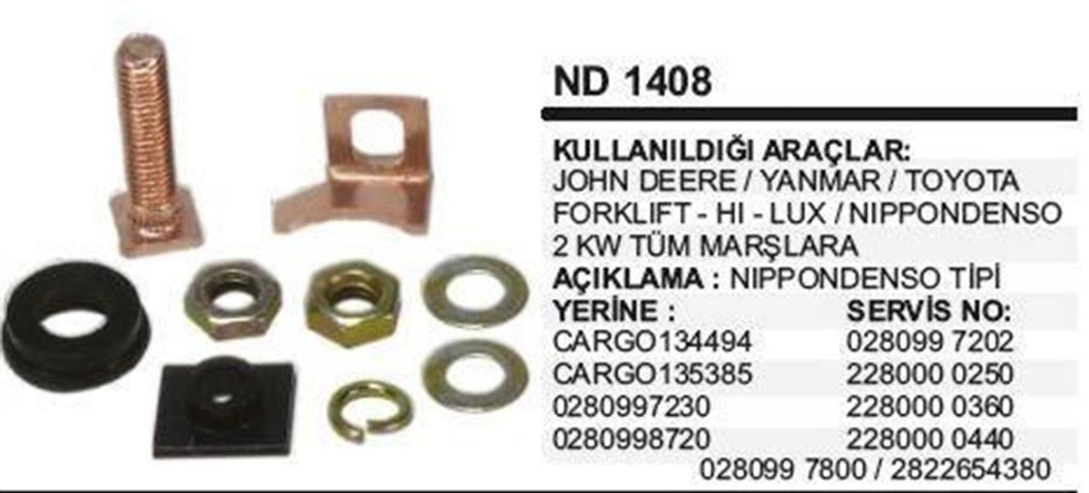 Marş Otomatiği Tamir Takımı Johndeere Yanmar Hılux J9 J9 Premier Mazda B2500 Isuzu Tfr Nkr J9 Premier | Remark Nd1408