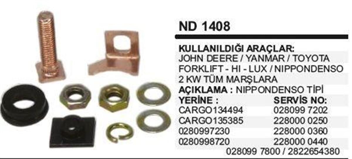 Marş Otomatiği Tamir Takımı Johndeere Yanmar Hılux J9 J9 Premier Mazda B2500 Isuzu Tfr Nkr J9 Premier | Ldp Nd1408