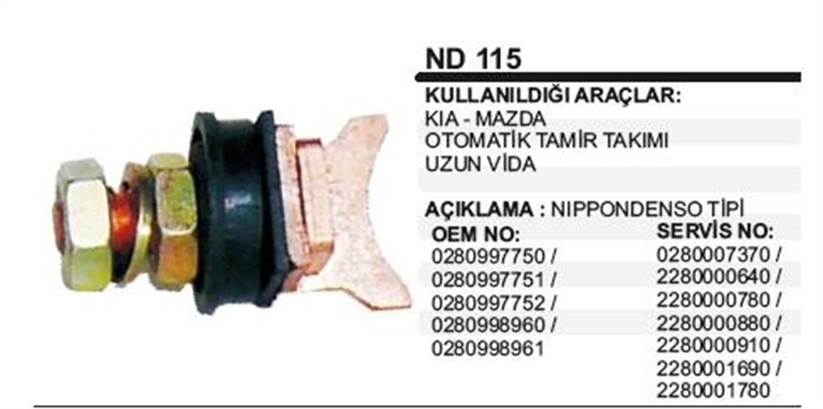 Marş Otomatiği Tamir Takımı Kia Mazda Uzun Vidalı | Martek Nd115