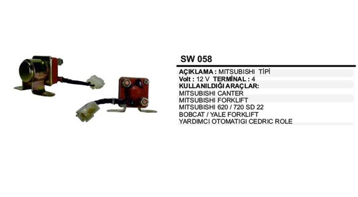 Marş Yardımcı Otomatiği 12v Mıtsubishi Tipi Canter Bobcat Yale Forklift | Ith Mosw058