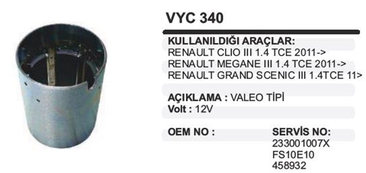 Marş Yastığı 12v Clio Megane R19 71-94 Vyc340 | Ith Myvyc340