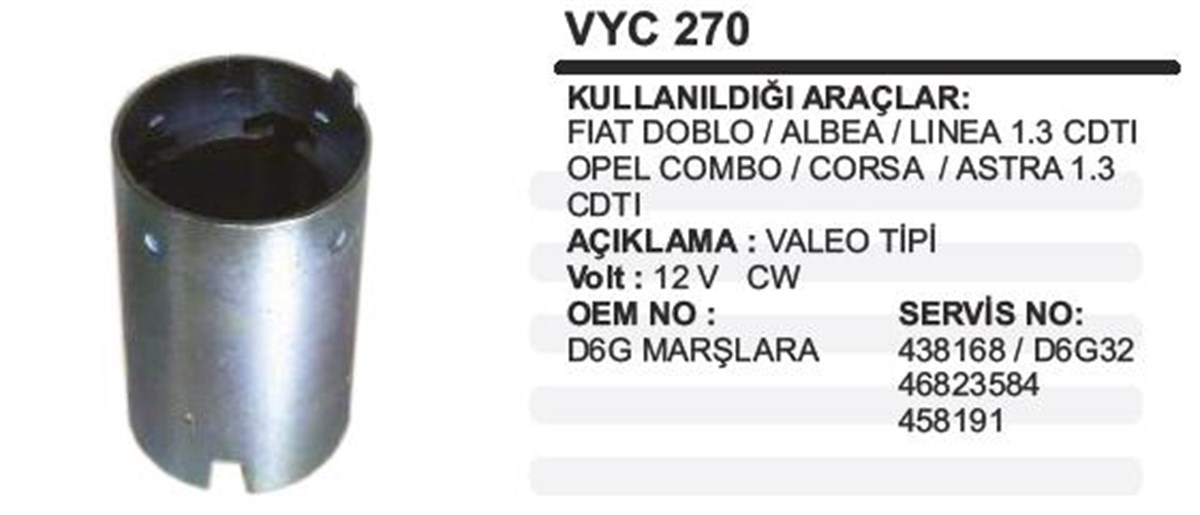 Marş Yastığı 12v Doblo Albea Opel Corsa Multıj Dacia | Schenna Vyc270