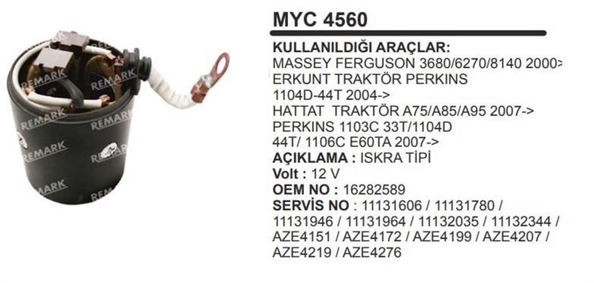 Marş Yastığı 12v Erkunt Traktör Perkins Mf3680 6270 Hattat Mf Erkunt Jcb Myc4560 Iyc589 16282589 | Schenna Myc4560