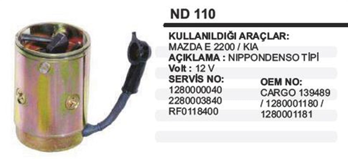 Marş Yastığı 12v Kia Mazda 75*94*114 Nd110 Isuzu Nkr Komarsu Daewoo Forklift Mazda E2200 Kia Besta Ford Ranger Iveco Curser Sta | Ith Mynd110