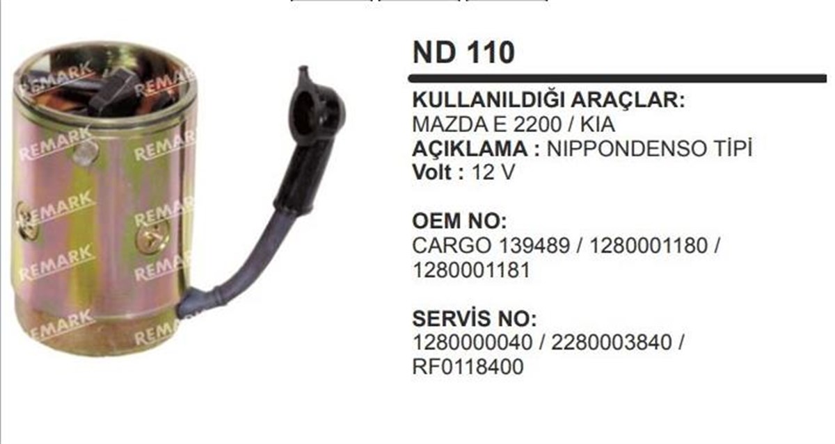 Marş Yastığı 12v Mazda E2200 Kia Land Rover Freelander Ford Econovan Suzukı Grand Vitara | Remark Nd110