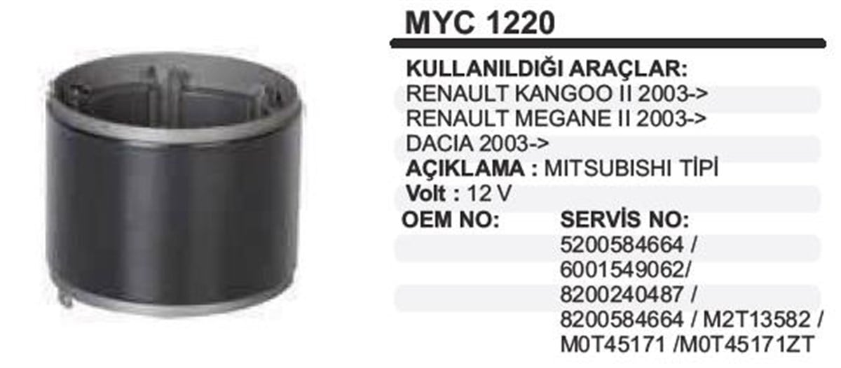 Marş Yastığı 12v Megan Dacia Kısa 71*46*55 Myc1220 | Ith Mymyc1220
