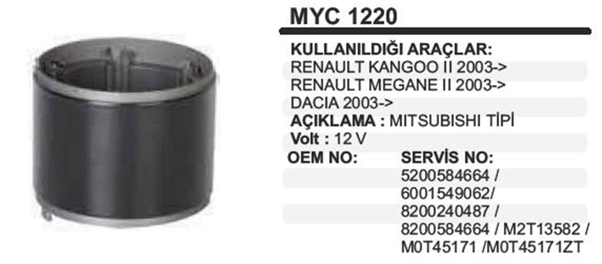 Marş Yastığı 12v Megan Dacia Kısa 71*46*55 Myc1220 | Ith Mymyc1220