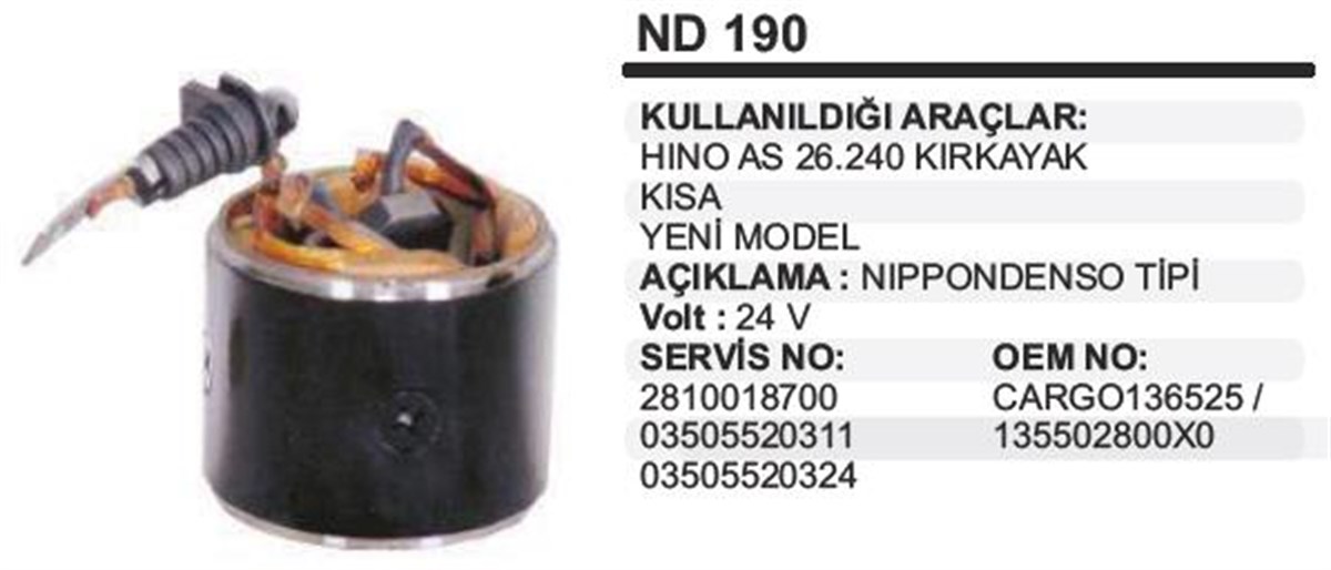 Marş Yastığı 24v Gövdeli N.denso Tıpı Hino As 2624 Dodge Hıno As 26200 Kırkayak Ym Kısa | Ith Mynd190