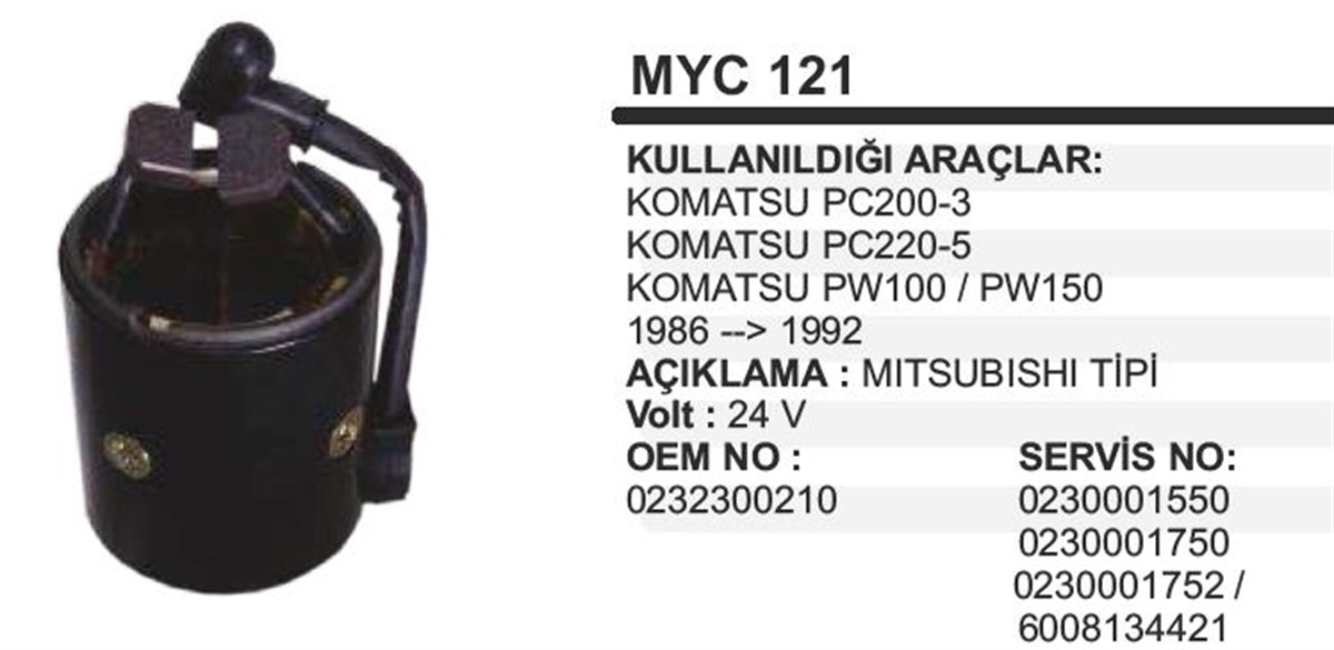 Marş Yastığı 24v Komatsu Pc220-cap:90mm Boy-96.5 | Ith Mymyc121