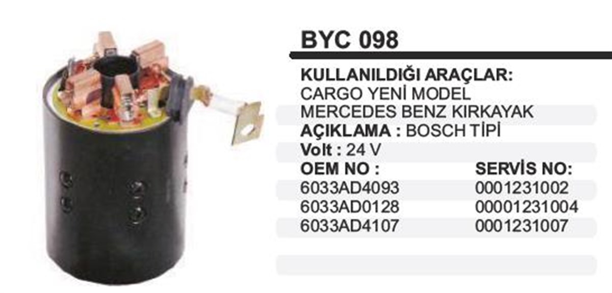 Marş Yastığı 24v Man Mercedes Cargo 95-120 Byc098 24v Ford Cargo Ym Mercedes Atego Hıno Kırkayak Hıex Man Mercedes 40 Ayak | Ith Mybyc098