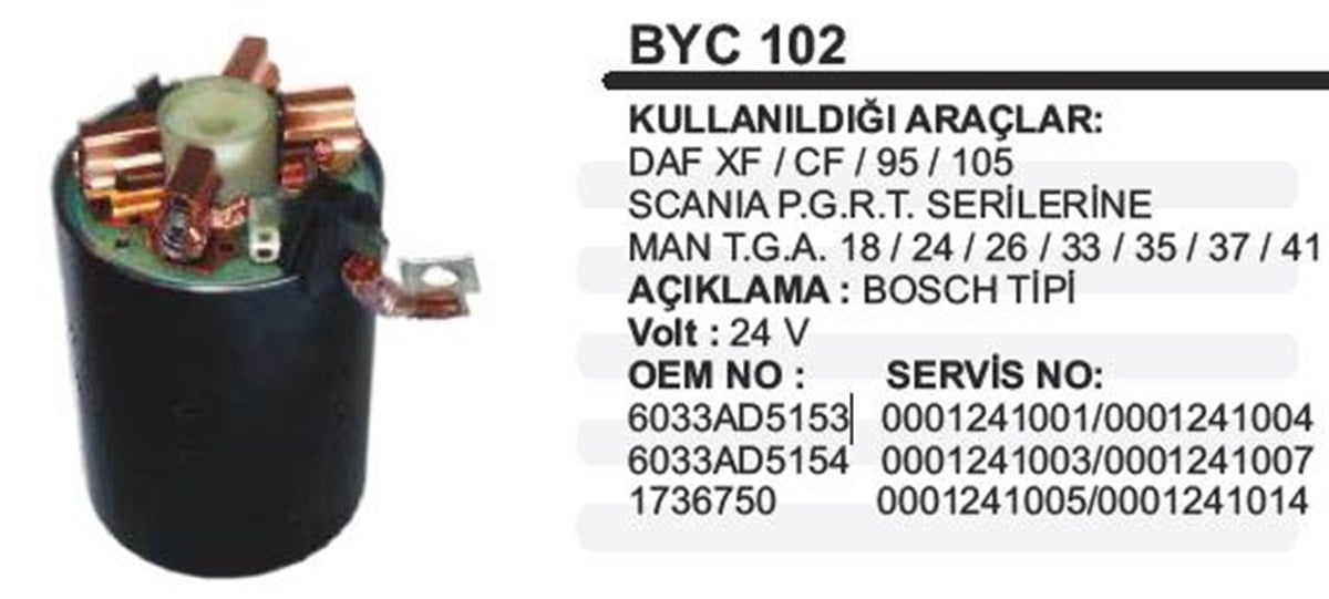 Marş Yastığı 24v Scanıa Man Tga Daf 95 126 (kömür Yuvalı) (6 Yastıklı) (241) Byc102 | Ith Mybyc102