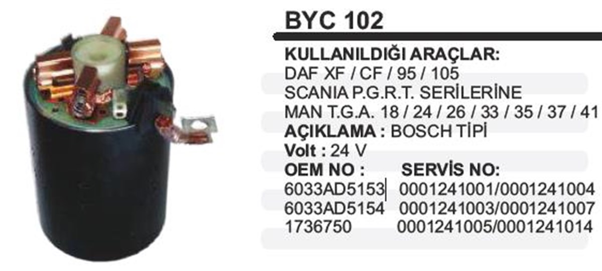Marş Yastığı 24v Scanıa Man Tga Daf 95 126 (kömür Yuvalı) (6 Yastıklı) (241) Byc102 | Ith Mybyc102