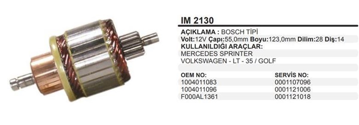 Marş Kollektörü 12v Vw Lt35 Golf Mercedes Daewoo-55x123x14 (mercedes Sprinter-lt35-golf) (wın-ım2130 Ka-92039 Inw-ınw028 039 Un | Martek Im2130