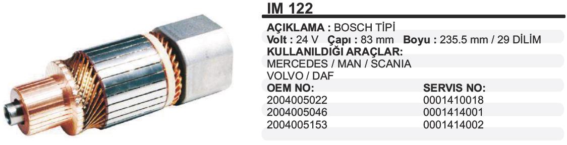 Marş Kollektörü 24v Alfkb--kısa--83x235.5 Im122 | Martek Im122