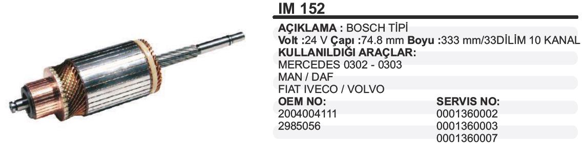 Marş Kollektörü 24v Bosch 302 Mercedes 0302 0303 Man Daf Fıat Iveco İveco Volvo Ym (ım152) | Martek Im152