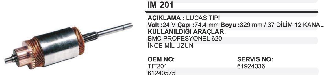 Marş Kollektörü 24v Bmc Pro Lucastip Im201 | Martek Im201