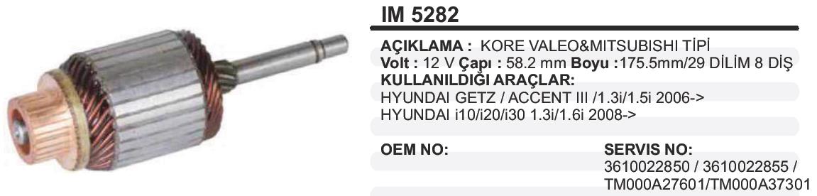 Marş Kollektörü 12v Hyundai Accent 1.3/1.5-58,5*176 Im5282 | Martek Im5282