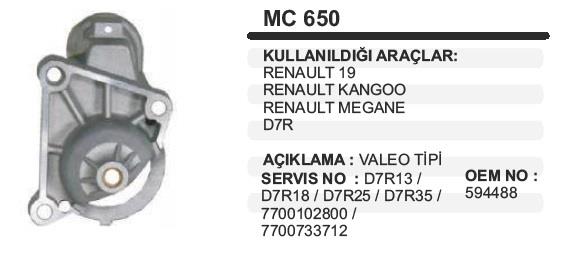 Pinyon Kapağı Renault R19 Kango Megane D7r Valeo Tip D7r.mc650 | Martek Mc650