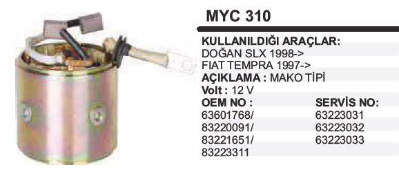 Marş Yastığı 12v Tempra Doğan Slx Gövdeli Myc310 | Martek Myc310