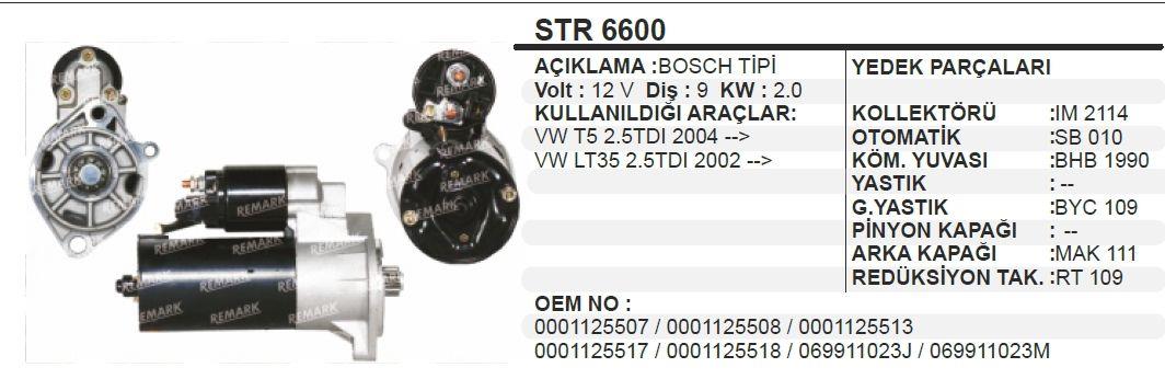 Marş Motoru 12v 9diş 2.0 Bosch Tip Vw Lt 28-35 2.5 Tdi Lt 40-55 2.5 Tdi 1999-->2006 | Martek Str32389n