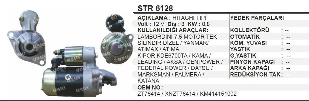 Marş Motoru 12v 8diş Ters Dönüş Jeneratör Çapa Makinası Yanmar-kıpar-kama-aksa-palmera | Martek Str6128