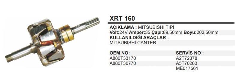 Rotor 24v 35ah Mıtsubıshı Canter Em Boy:202mm Cap:89,5mm Xrt160 | Martek Xrt160