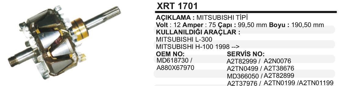 Rotor 12v 75ah L300-h100 Ym Xrt1701 | Martek Xrt1701