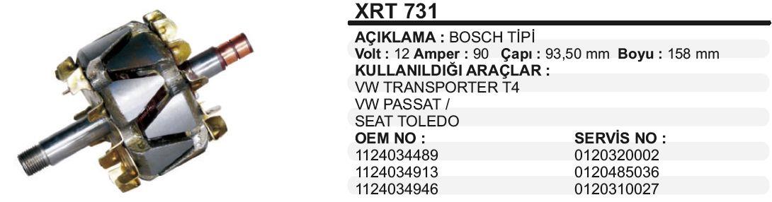 Rotor 12v 90ah Vw Transporter Passat Seat Toledo Caddy Bmw 320 520 İ 93.5*160. Xrt731 | Martek Xrt731