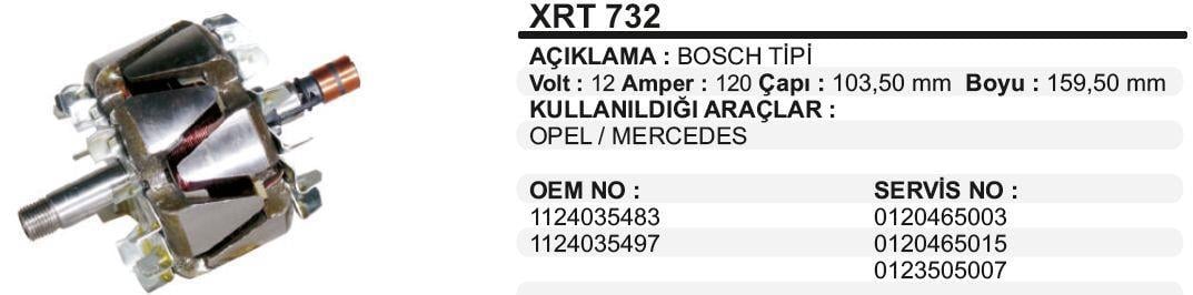 Rotor 12v 120ah Mercedes Opel Bosch Tipi 103,5*160-xrt732 | Martek Xrt732