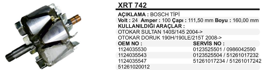 Rotor 24v 100ah Boschtip Otokar Sultan 06 Xrt742 | Martek Xrt742