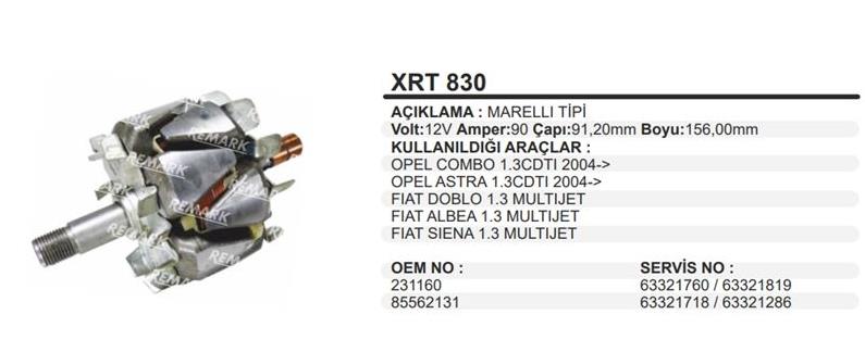 Rotor 12v 90ah Opel Combo Astra Fıat Albea Siena Doblo 1.3 | Martek Xrt830