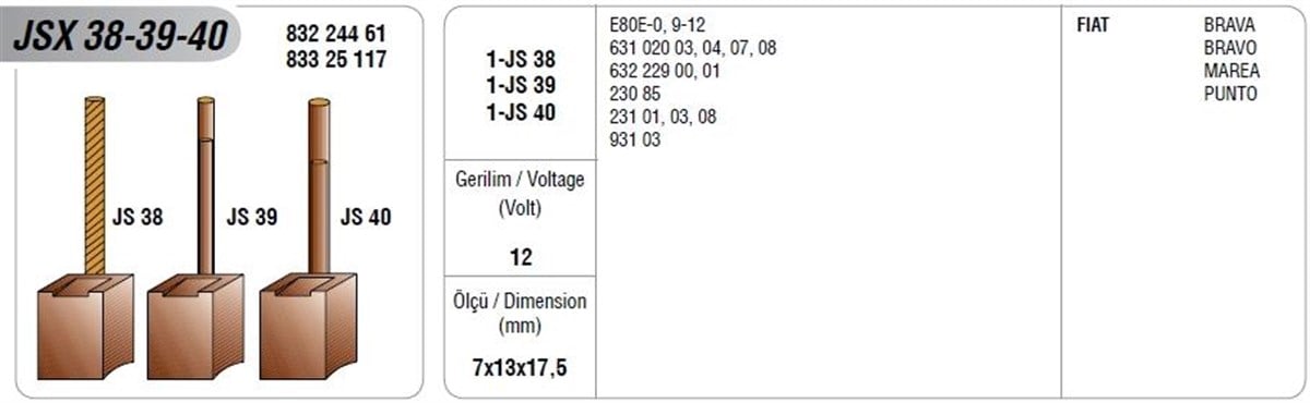 Mega Kömür Jsx 38 39 40 7x13x17,5 | Mega Jsx38/39/40