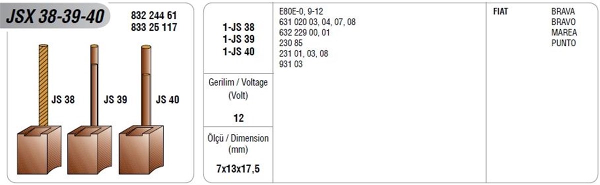 Mega Kömür Jsx 38 39 40 7x13x17,5 | Mega Jsx38/39/40