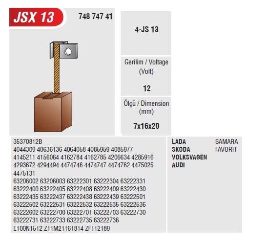 Marş Kömürü Lada Samara Skoda Favorit Vw Audi Fiat Marelli Tip | Mega Jsx13