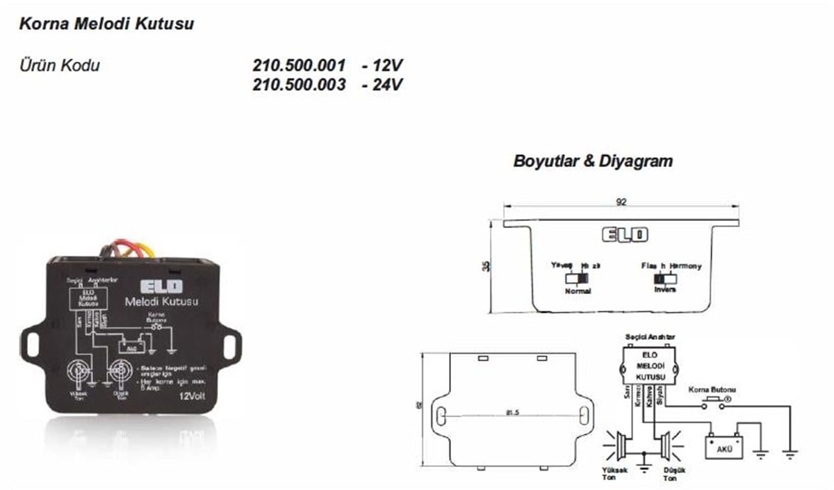 Melodi Kutusu 12v Elo | Elo 210500001