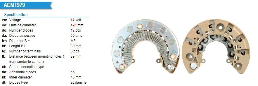 Diyot Tablası 128mm Renault Master 3 | Mobıletron Rm239