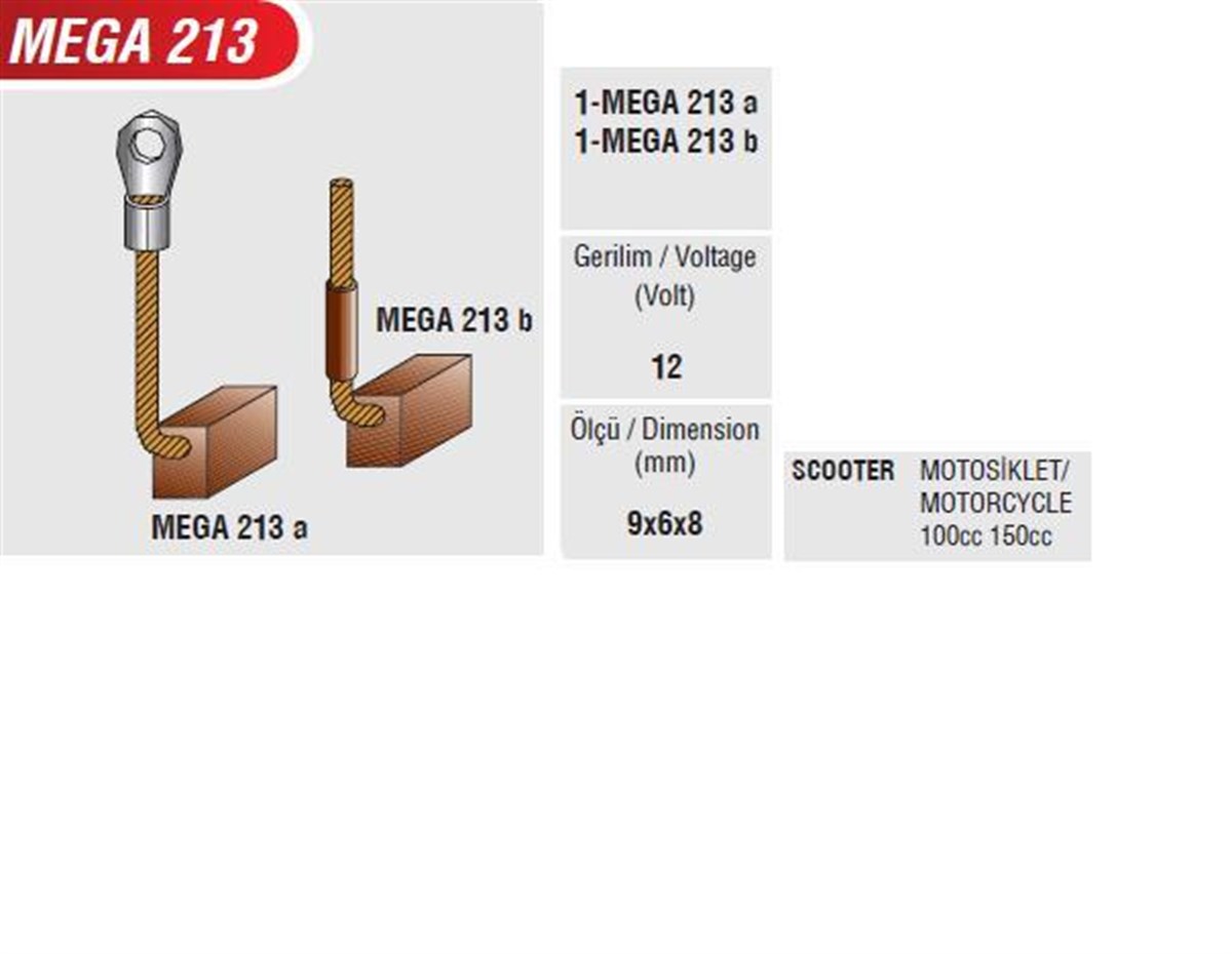 Motorsiklet Kömürü 12v Scooter 100cc 150cc | Mega 213