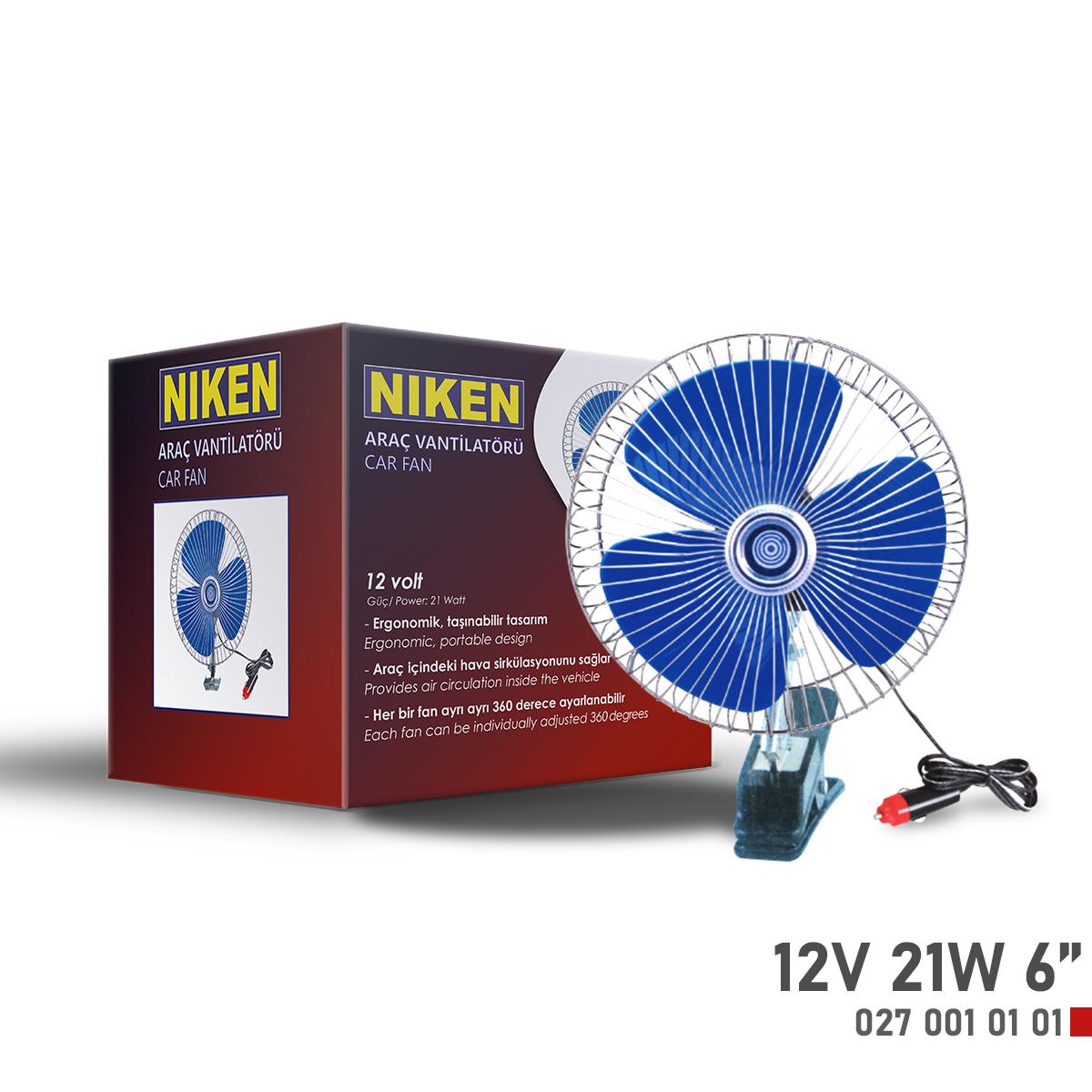 Mandallı Vantilatör 12v 6inç | Nıken 0270010101