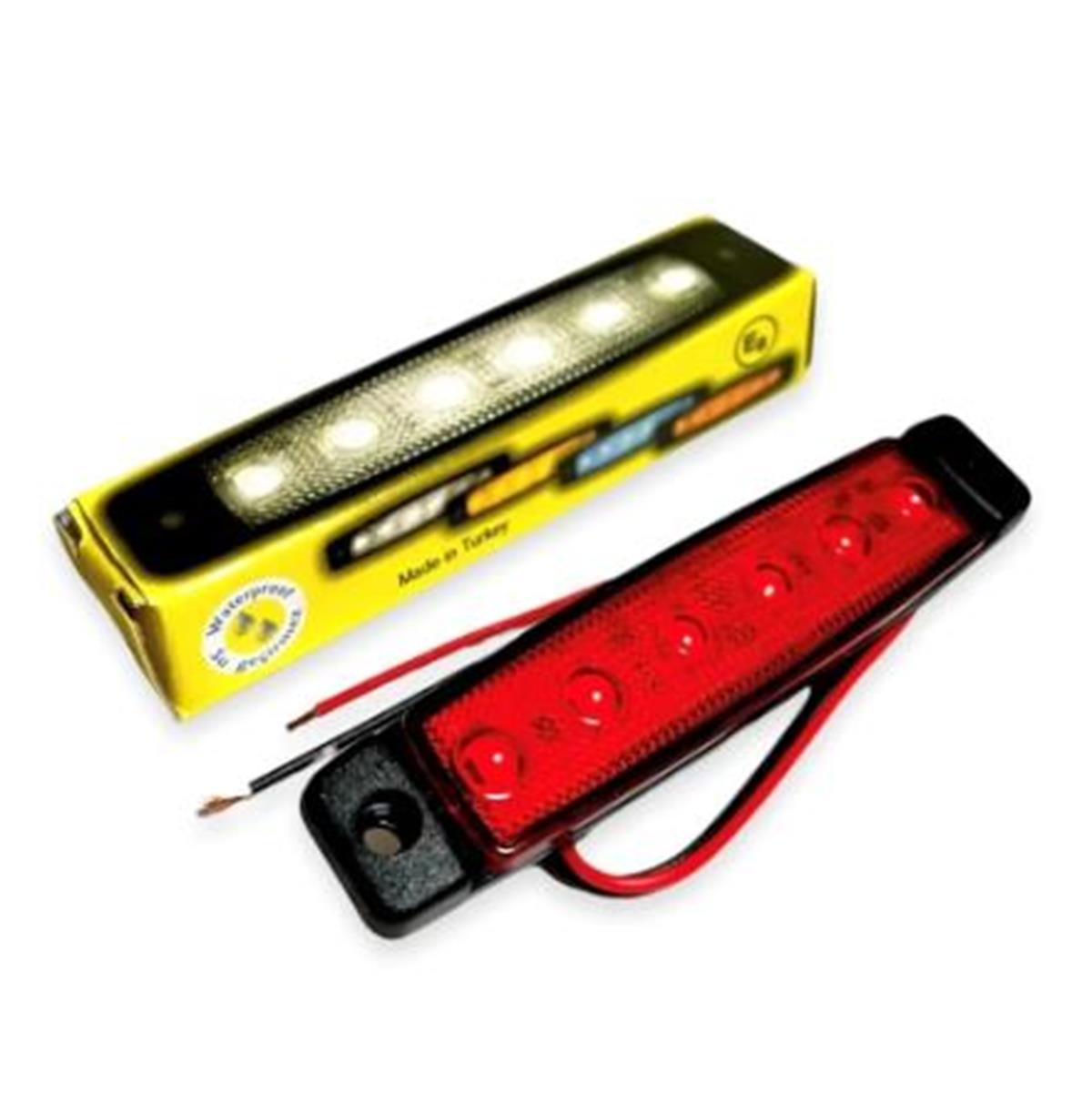 Parmak Lamba 12v 6ledli Sanel Kırmızı | Sanel Sbb12r6