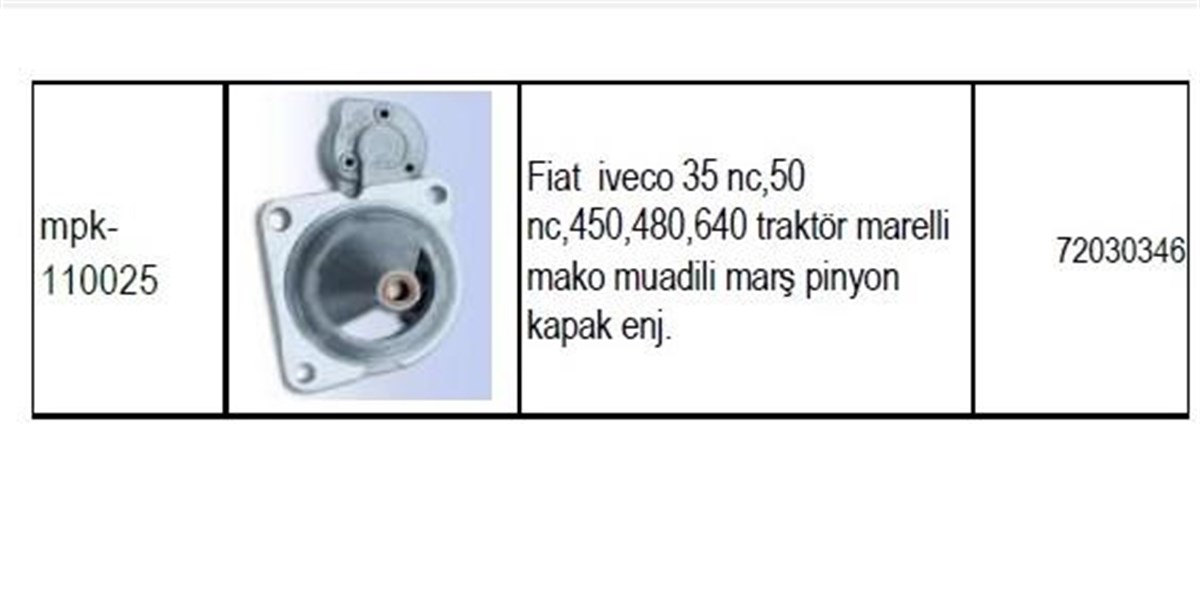 Pinyon Kapağı 35nc 50nc 45 480 Türk Traktör 2011 3.5kw Kısa Tip | Gmp 110025