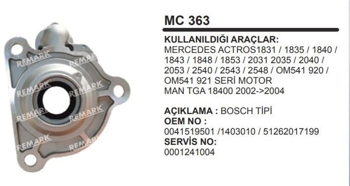 Pinyon Kapağı Bosch Tip Mercedes Actros Atego Man Tga | Remark Mc363
