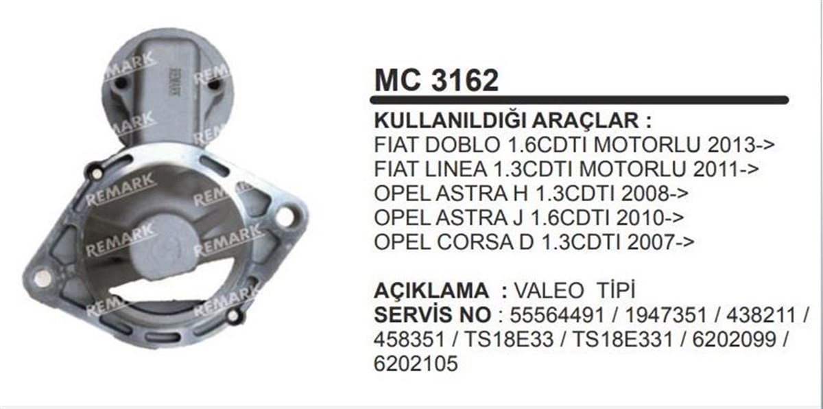 Pinyon Kapağı Doblo Albea Opel Valeo Tıp Doblo Albea Opel Corsa Combo 1.3 Jtd Güçlendırılmıs Mc3162 | Ith Mc3310