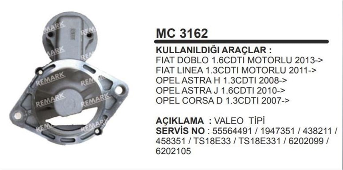 Pinyon Kapağı Doblo Albea Opel Valeo Tıp Doblo Albea Opel Corsa Combo 1.3 Jtd Güçlendırılmıs Mc3162 | Ith Mc3310