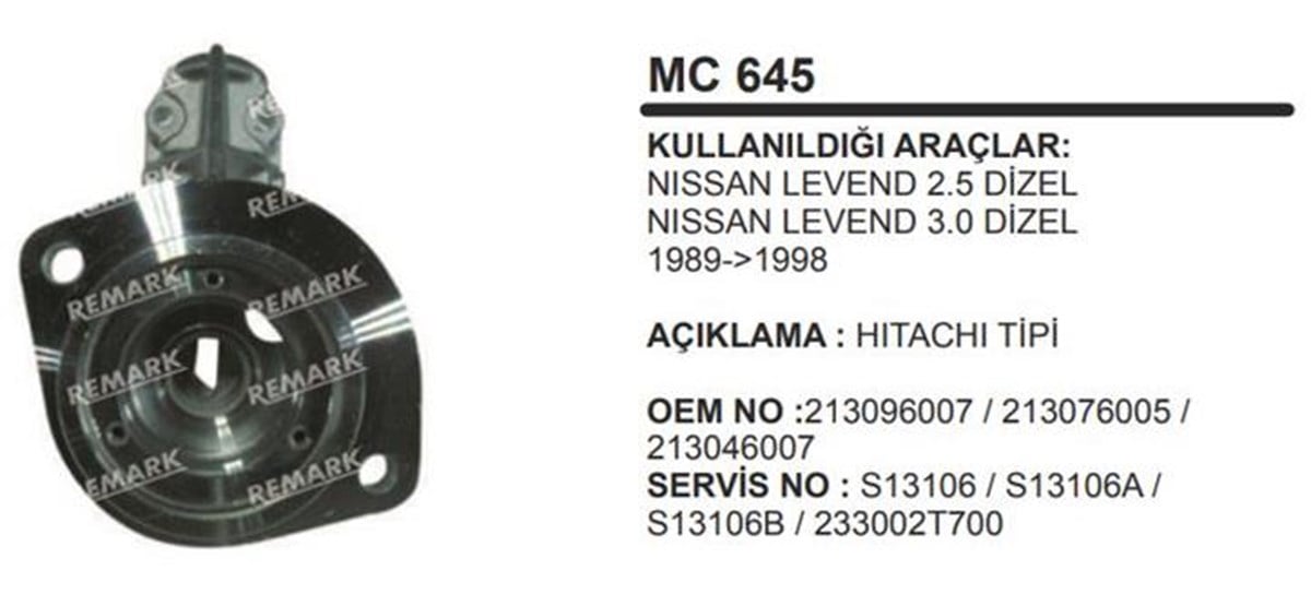 Pinyon Kapağı Hitachi Tip Bmc Nissan Levent Nıssan Cabstar Iı 2.5 D F22 1988-1992 2488ccm Td25/ Nıssan King Van 2.3 D E24 1 |