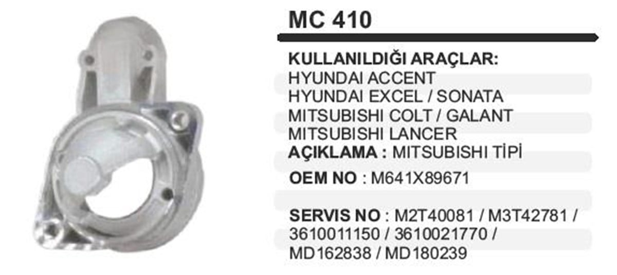Pinyon Kapağı Hyundai Accent Mıts.tip Excel Sonata Accent Galant Lancer Mc410 | Dodo Mc410