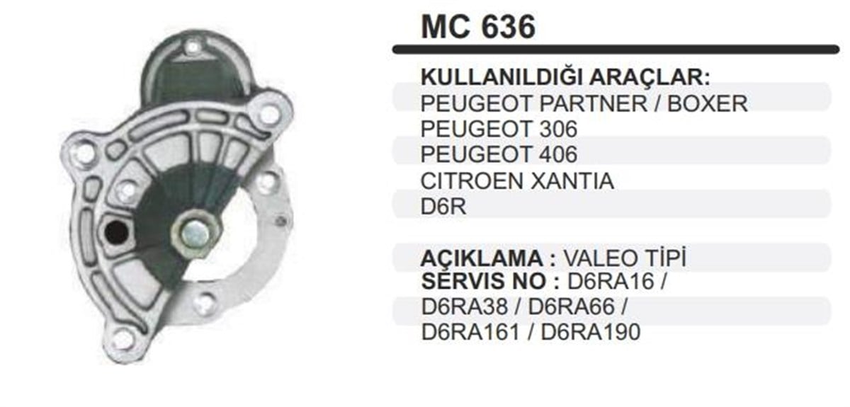 Pinyon Kapağı Pejo Partner 206 306 Valeotip Mc636 | Remark Mc636