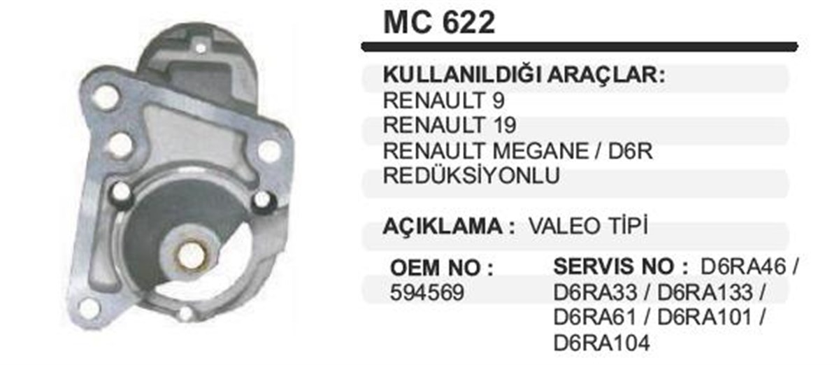 Pinyon Kapağı Reno R19 Megan Valeo Tipi D6ramc622 R19 R9 Megane | Dodo Mc622