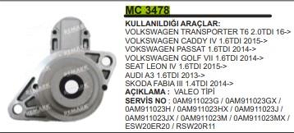 Pinyon Kapağı Valeo Tip Esw20e Vw Passat Caddy 4 Golf 7 Transporter T6 Seat Leon Audı A3 Skoda Fabıa 3 | Remark Mc3478
