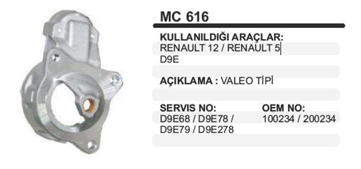 Pinyon Kapağı Valeo Tip R12 Toros Mc616 | Ith Pkmc616